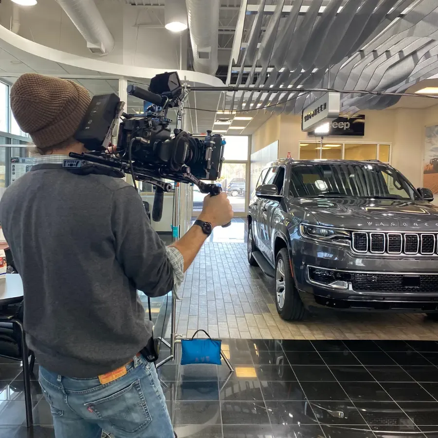 Filming for an auto commercial.