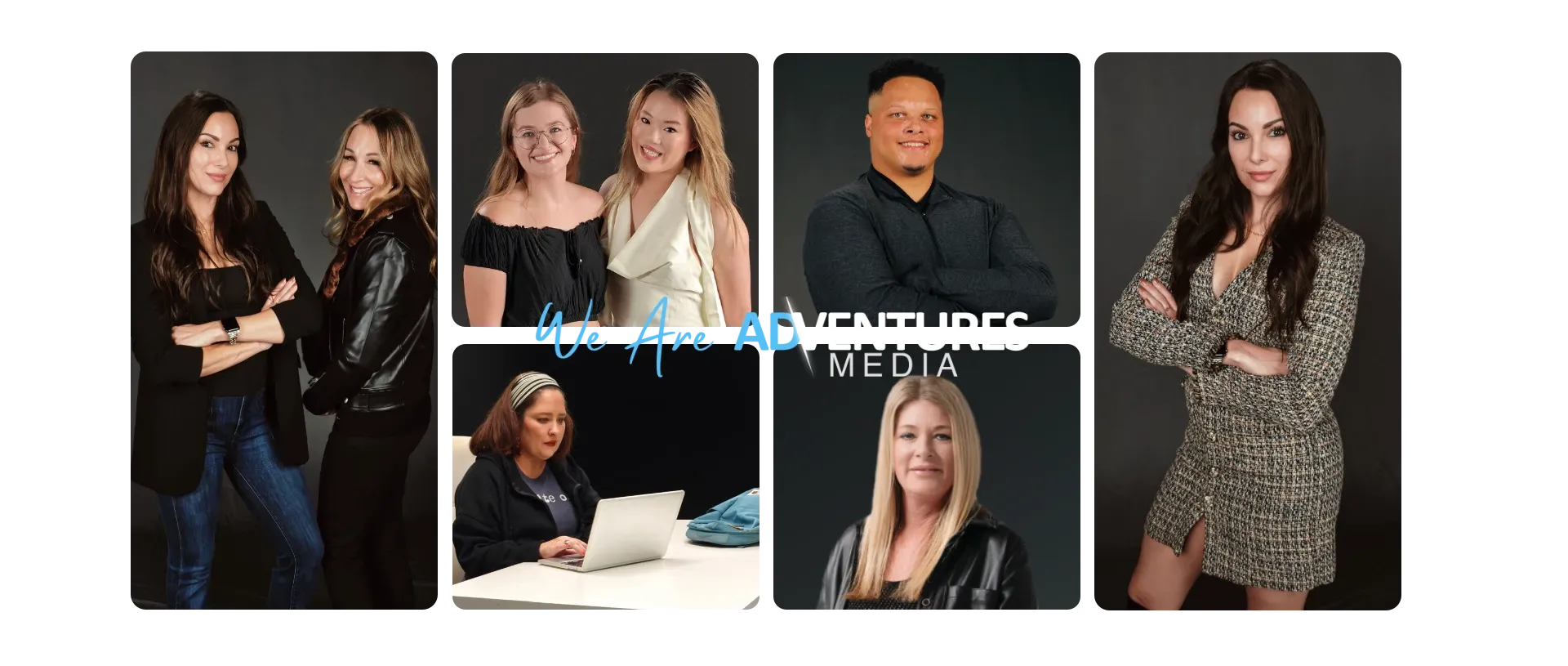 Adventures Media 2025 team slide photos.