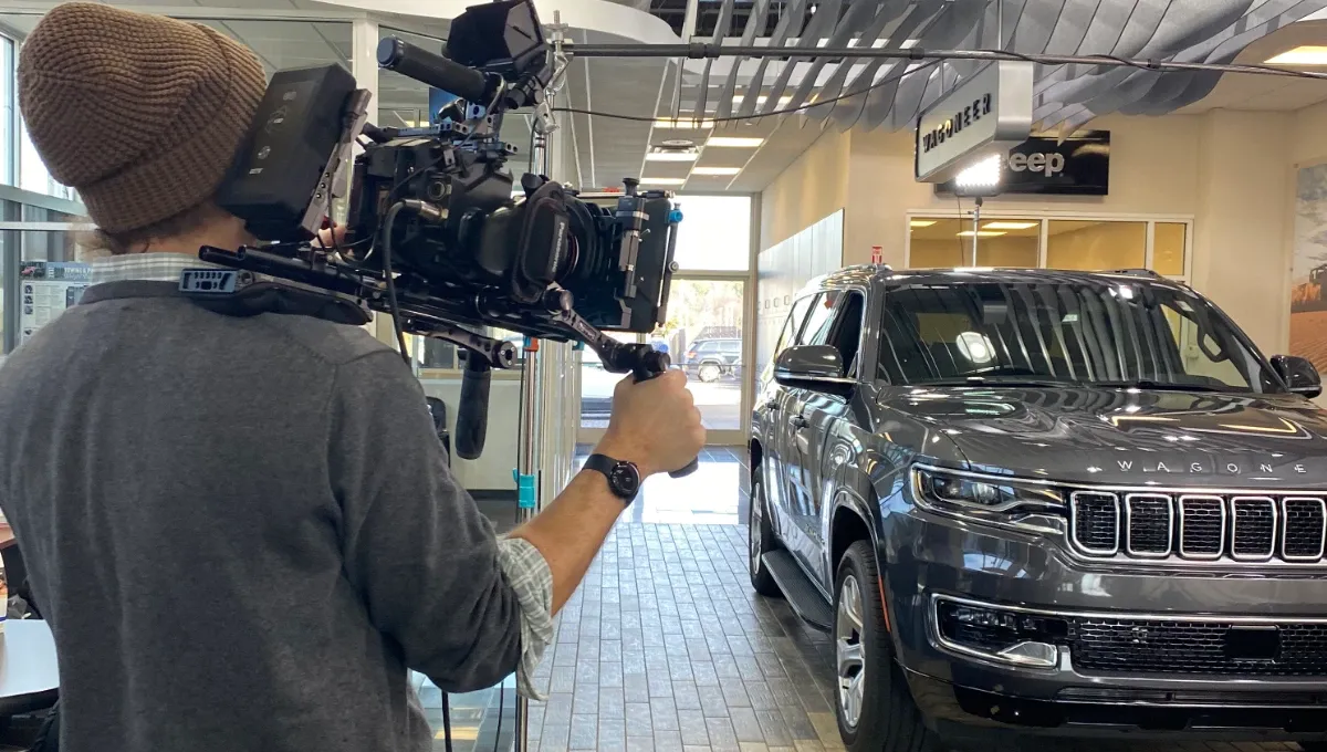 Video and photoshoot at car dealerhip.