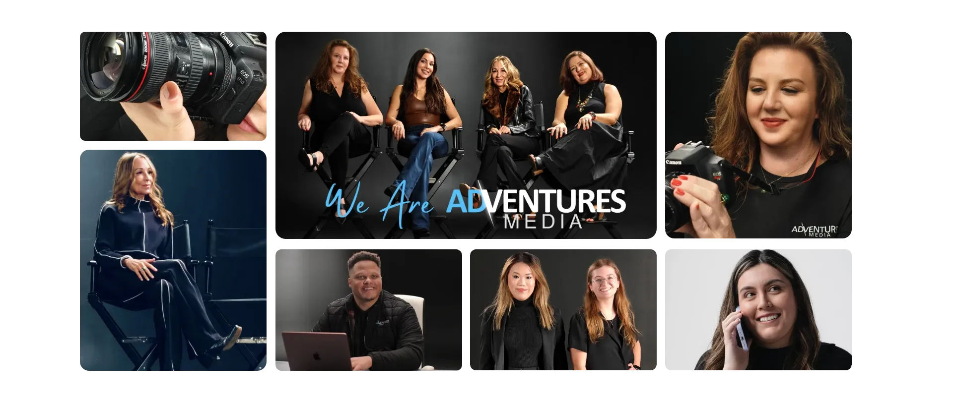 Adventures Media 2025 team slide photos.