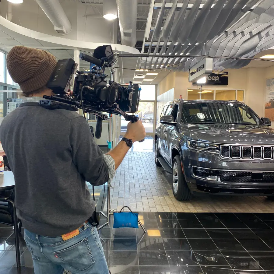 Filming for an auto commercial.