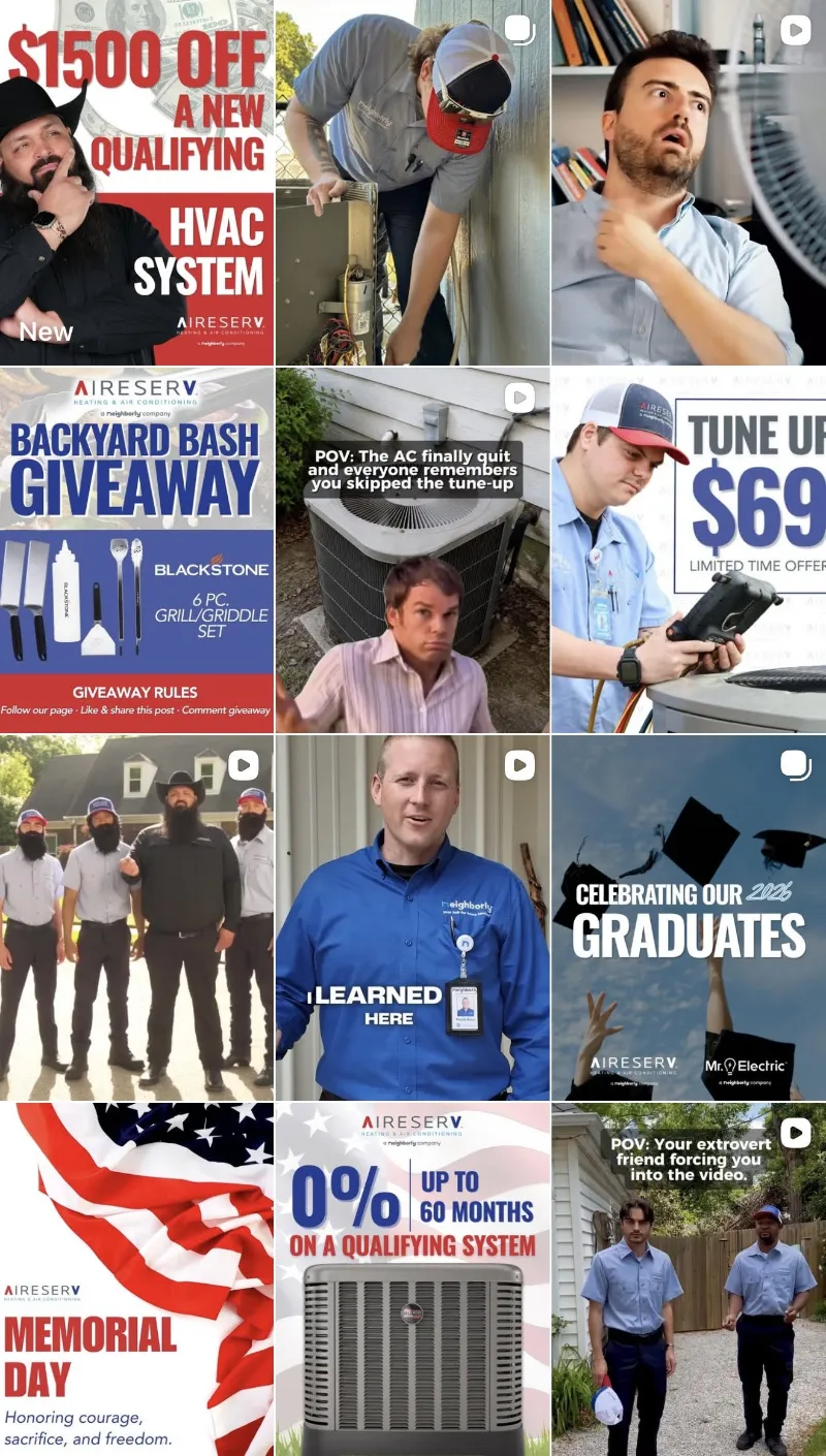 Aireserv social snapshots.