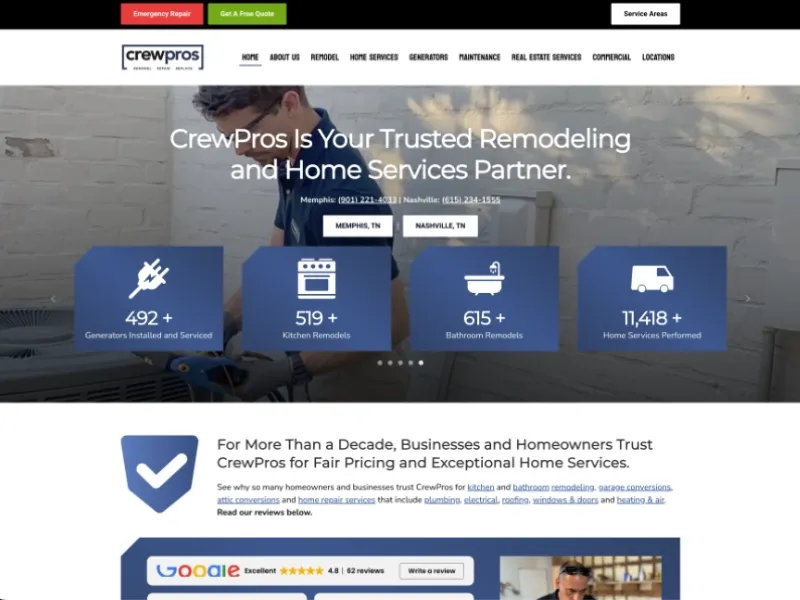 CrewPros website screenshot