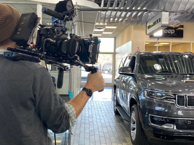 Video and photoshoot at car dealerhip.