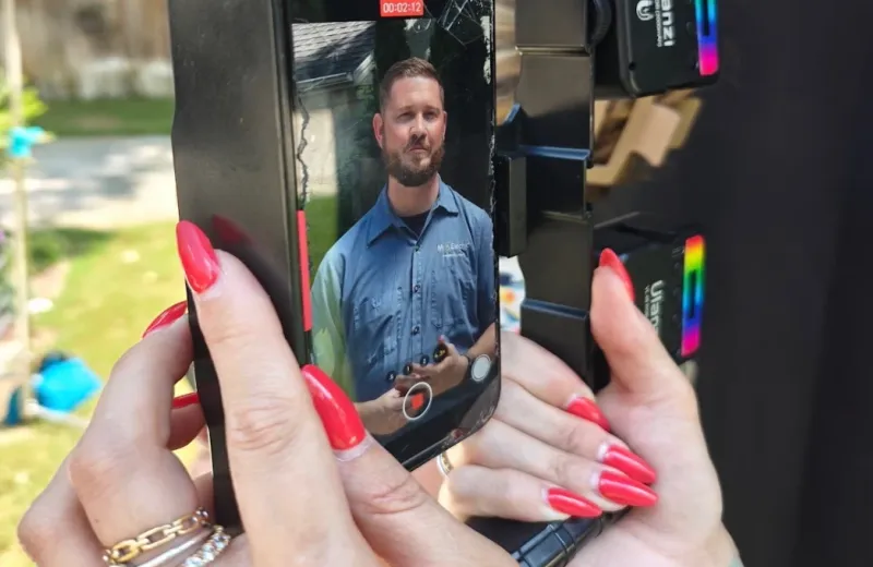 On location photoshoot for social media video.